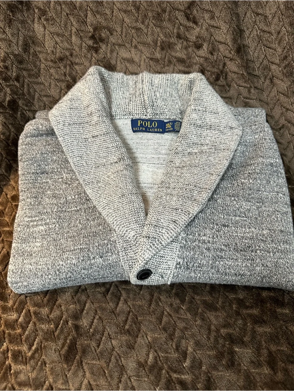 Polo by Ralph Lauren Two-Tone Gray Shawl Collar Cardigan
